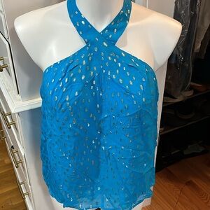NWOT Lilly Pulitzer blue halter with silver Large